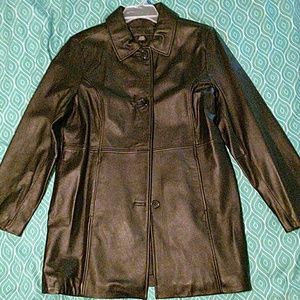 Jacklyn Smith leather car coat